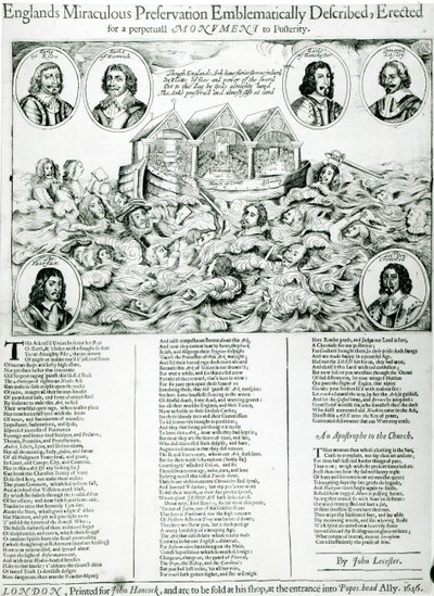Englands Miraculous Preservation Emblematically Described, Erected for a perpetual Monument to Posterity, 1646 by English School